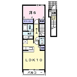 Ｉｎｔｅｒ　Ｏｎｅ 2階1LDKの間取り
