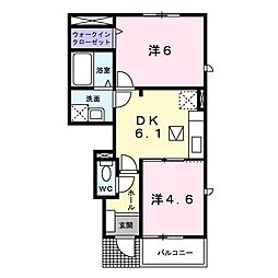 メゾン・アルペジオ 102 1階2DKの間取り