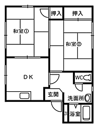 シャロームB 2DKの間取図画像