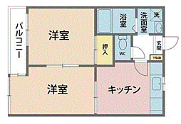 ファミリオ・テンB 2DKの間取図画像