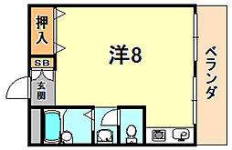 グランディア篠原弐番館 3階ワンルームの間取り