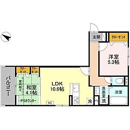 ヴェルデ天城 2LDKの間取図画像