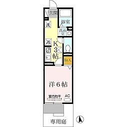 モナリエ園田 1階1Kの間取り