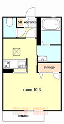 シャーメゾン道意 1階ワンルームの間取り