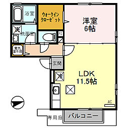 ラフィーネ林2 1LDKの間取図画像