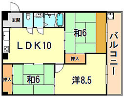 ダイバーシティ神戸長田Ａ棟 3階3LDKの間取り