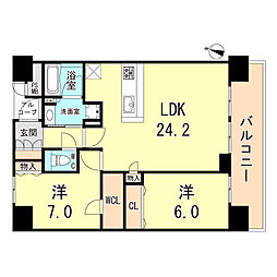 ワコーレザ・神戸トアロード 2階2LDKの間取り