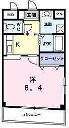 カサ・デローザ 3階1Kの間取り