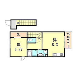ＮＴＲエステート大久保 2階1DKの間取り