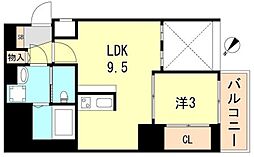 セレニテ神戸元町クレア 3階1LDKの間取り