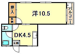 サンビレッジ天城 1DKの間取図画像