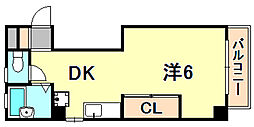 サイコート兵庫 601 6階ワンルームの間取り
