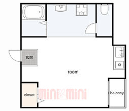 レオーネIII 2階ワンルームの間取り
