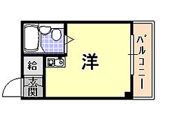 ライオンズマンション神戸元町 2階ワンルームの間取り
