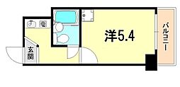 ネオアージュ神戸元町 5階1Kの間取り