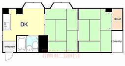 サンロイヤル湊川 7階2DKの間取り
