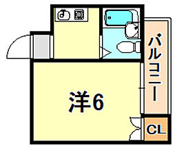 トミーハイツ 2階1Kの間取り