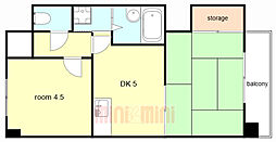 フェイス神戸 3階2DKの間取り
