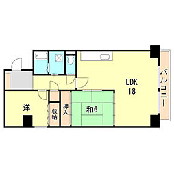 シャンボール三宮 5階2LDKの間取り