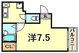 ハイツ村上 3階1Kの間取り