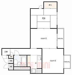 パラツィーナ立花 2階3Kの間取り