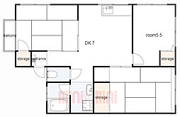 シティハイム橋本第2ＡＰ 2階3DKの間取り