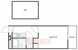 レオパレスさくら　Ｗｅｓｔ 3階1Kの間取り