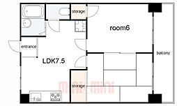 キャッスルハイツ平野 4階2LDKの間取り