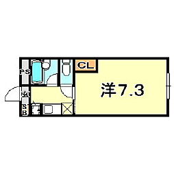 松屋北野坂ビル 1Kの間取図画像