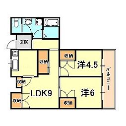 昭和レジデンス 5階2LDKの間取り