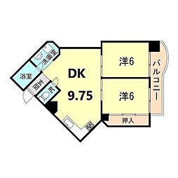 レジデンス明信 5階2DKの間取り