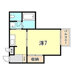 大倉山ハイツＣ棟 1階1Kの間取り