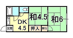 笠屋荘 2DKの間取図画像