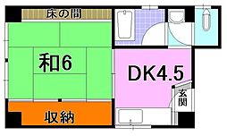 ＯＫマンション 4階1DKの間取り