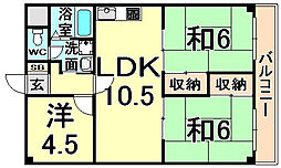 シティハイツ七松 5階3LDKの間取り