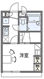 レオパレスＭ．Ｔｒｅｅ　III 1階1Kの間取り