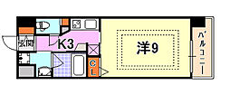 ベルフェリーク新神戸 4階1Kの間取り