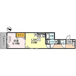 D-room旗塚通 1階1LDKの間取り