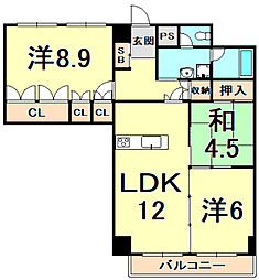 越木岩ハイデンス 4階