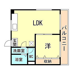高島グリーンハイツ 4階1LDKの間取り