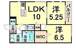 リヴェール 1階2LDKの間取り