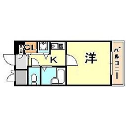 パルシオ三宮フラワーロード 8階1Kの間取り
