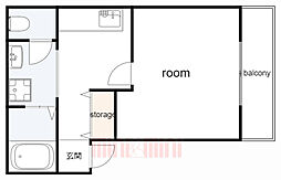 永光ビルディング 3階1Kの間取り