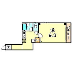 シダヴィレッジ 5階1Kの間取り