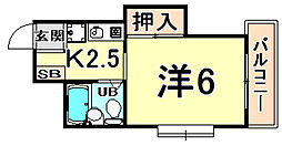 プレアール東難波町 3階1Kの間取り