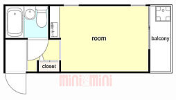 スタインウェイ 303 3階ワンルームの間取り