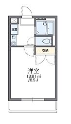 レオパレスサンブライト 3階1Kの間取り