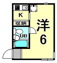 フラッツ塚口 2階ワンルームの間取り