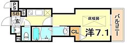 シャーメゾン神戸 1Kの間取図画像