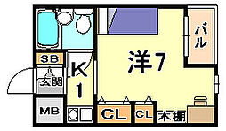 ラフェブランシュ岡本 ワンルームの間取図画像